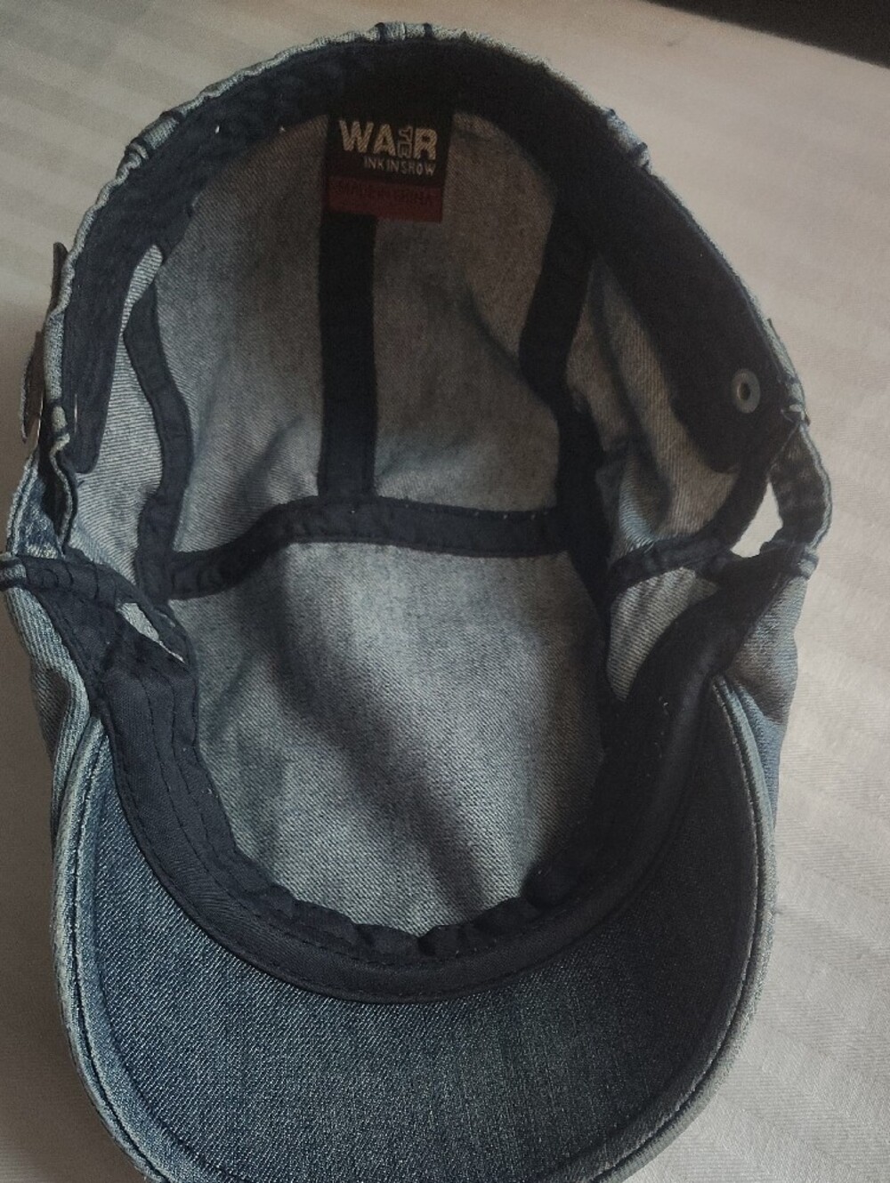 Wait Y2k Retro Street Wear Grunge Blue washed Denim Cabbie  Newsboy Cap - Picture 3 of 11